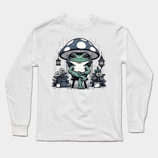 Solitary Frog Embraces the Gentle Rainfall Long Sleeve T-Shirt